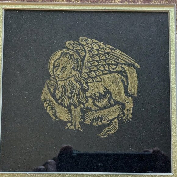 Professionally Handmade Framed Winged Lion St. Mark Evangelist Brass Rubbing - Picture 3 of 4